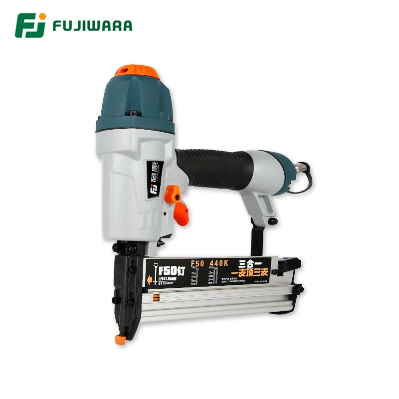 fujiwara novo 3 em pistola de prego pneumatica carpintaria nailer grampeador air pregando ferramenta f15 f50 t20 t50 1340 mm em forma de u prego 01