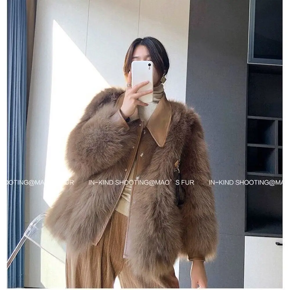 

Fashion Winter Women High Quality Faux Fox Fur Coat Luxury Shaggy Loose Lapel OverCoat Thick Warm Plus Size Female Outwears