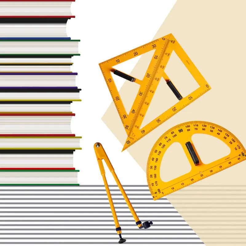 Righello didattico multifunzione Set bussole triangolari righello di misurazione goniometro