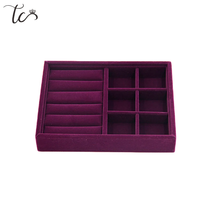 Organizador portátil De terciopelo para exhibición De Joyas, bandeja para anillo, caja para collar, soporte para pendientes, contenedor De Joyas