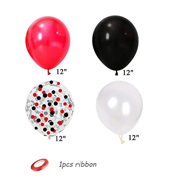 16Pcs/lot Circus Balloons Casino White Black Red Confetti Balloon for Baby Shower Birthday Party Decor Kids Air Globos Toys