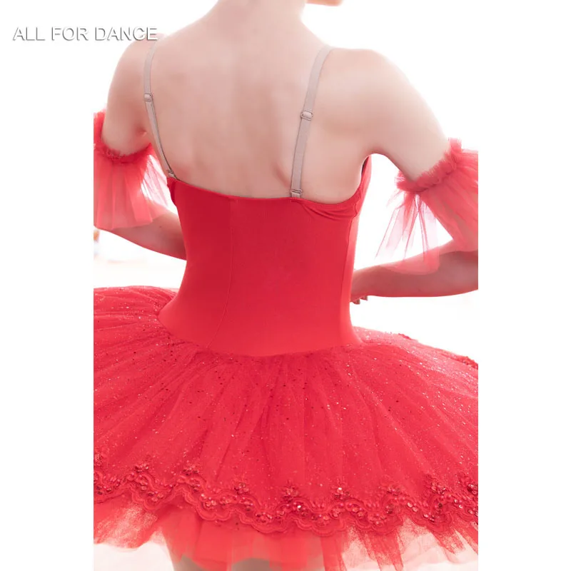 BLL050 ประกายสีแดงซ้อมแข็ง Tulle แพนเค้ก Tutus สาวขนาดมาตรฐาน Pre-Professional บัลเล่ต์เต้นรํา Tutu ชุด