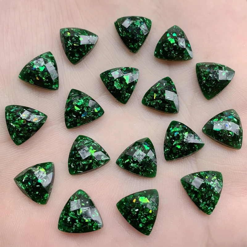 Dark Green Crystals Rhinestones 10mm Trim Flat Back Stones Resin Beads for DIY Wedding Dress Decoration 120pcs -Y251