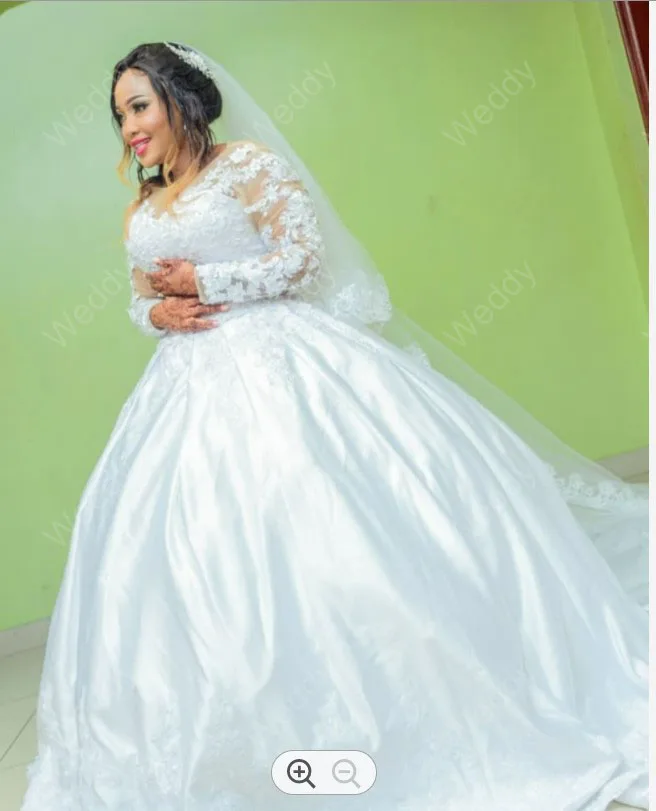 Bellissimi abiti da sposa a maniche lunghe con applicazioni in pizzo 2022 abiti da sposa africani in raso Vestido de Noiva princess esa