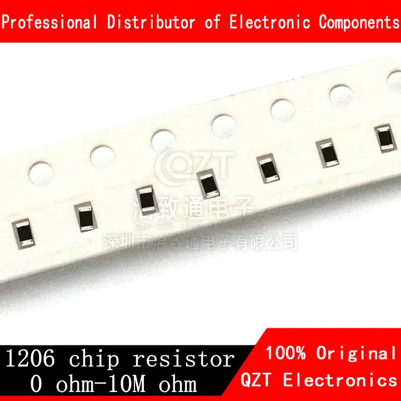 100 шт., SMD резистор 1206, 0R ~ 10M 1/2W 0 1 10 100 150 220 330 Ом 1K 2,2 K 10K 100K 0R 1R 10R 100R 150R 220R 330R