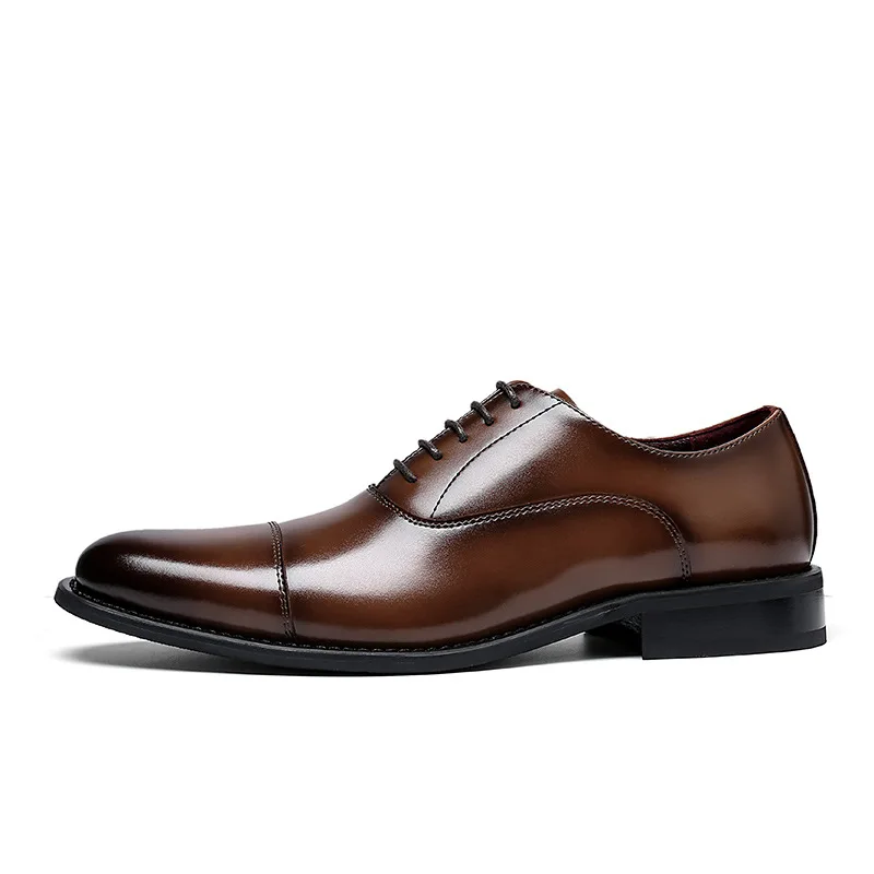 Chaussures provoqué Oxford faites à la main pour hommes, cuir de vache véritable, chaussures trempées, chaussures italiennes formelles de mariage,