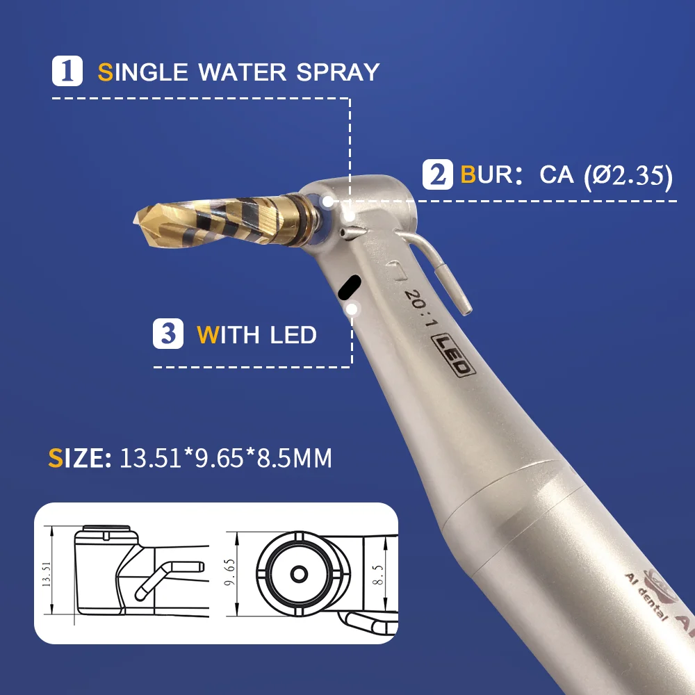 LED Generator chirurgia stomatologiczna części silnika 20:1 kątnica rękojeść nawadnianie Spray wodny z odłączaną głowicą AI-X-DSG20LED