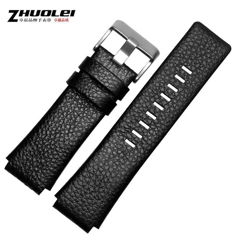 30mm 28mm Black New High quality Watch Band Mens strap For DZ1089 DZ1123 DZ1132 Substitute Convex mouth strap 30*22mm black