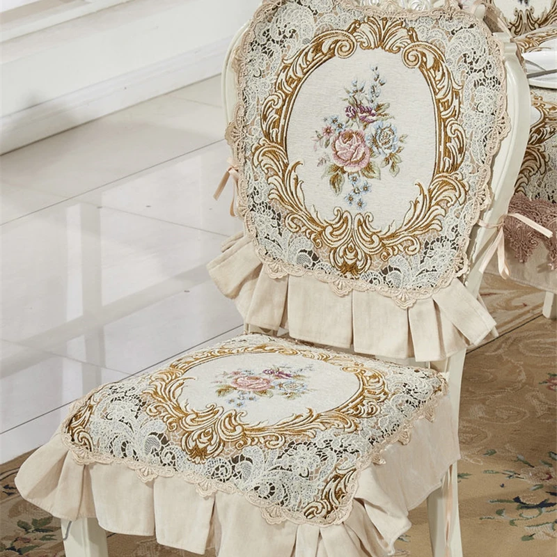 Diningroom Chair Covers Set Home Decor European Luxury Chair Cushion Non-Slip Lace American Armchair Cover Tablecloth
