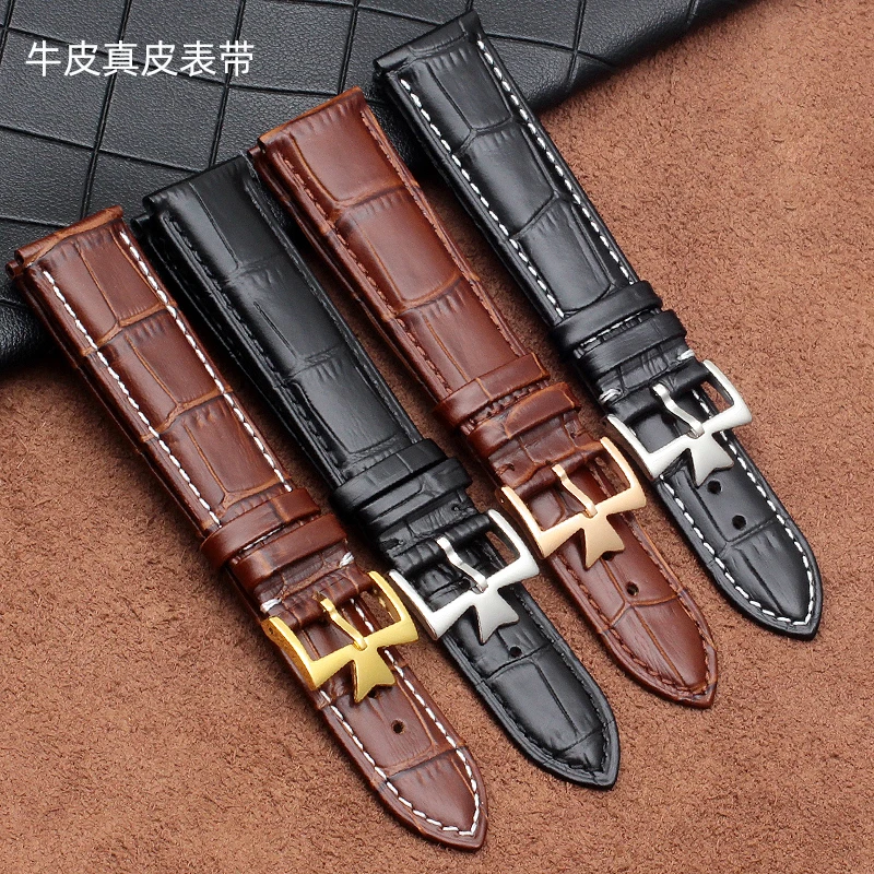 18mm 19mm 20mm 21mm 22mm Genuine Leather Watch Band Replacement for Vacheron Constantin Patrimony VC Black Brown Cowhide Strap