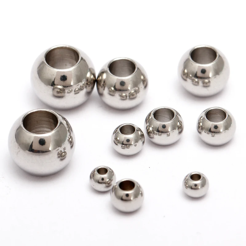 50/100pcs 316 Stainless Steel Spacer Bead For DIY Necklace  European Bracelet Jewelry Craft Making Supplies Accessories Material