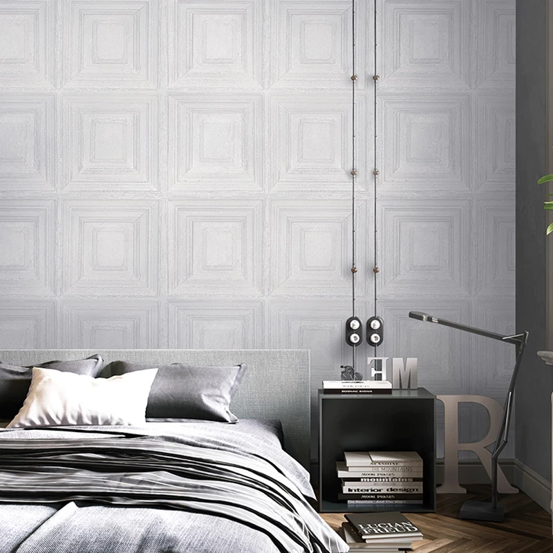 Retro Nostalgia 3D Wood Panel Wallpaper Lattice Gray Living Room Bedroom Restaurant Clothing Store PVC Waterproof Wallpaper Roll