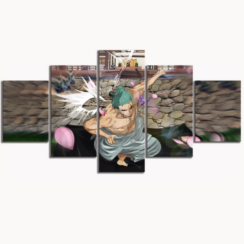 Canvas Prints Painting 5 Panel One Piece Roronoa Zoro Modular Pictures Chileren's Room Home Decoration Anime Wall Art Poster