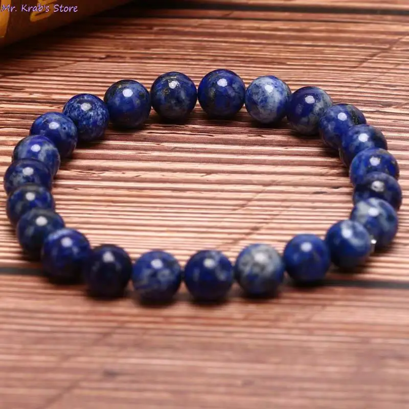 Pulseras de cuentas de lapislázuli Natural, brazalete elástico Unisex, pulsera de cuentas redondas de piedra Natural, regalos de joyería para hombres y mujeres