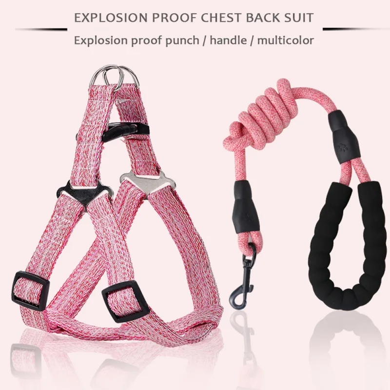 Nylon Pet Dog Harness No Pull Adjustable Dog Leash Vest Classic Running Leash Strap Belt for Small and Medium Large Dogs