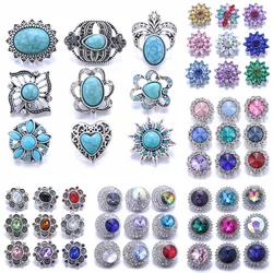 5Pcs/Lot Random Mixed Metal Crystal Snap Button Jewelry Suitable for Women's 18MM Snap Button Bracelet Necklace Fashion Jewelry