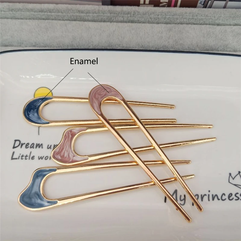 Einfache U-förmige Haarspangen für Frauen und Mädchen, Haarstäbchen, Braut-Haar-Styling-Zubehör, goldfarbene Metall-Haarnadeln, Haarspangen – Detail 5