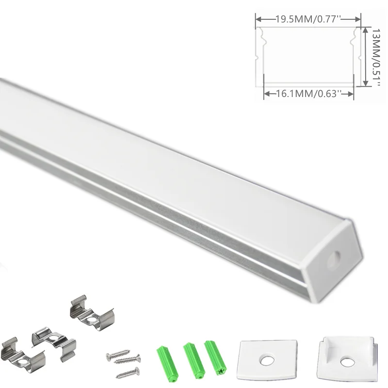 5/10-Pack 3.3FT 1M 19X13MM kanał aluminiowy w kształcie litery U z mlecznym dyfuzorem, Philips Hue Plus taśma oświetleniowa 16MM szeroki profil