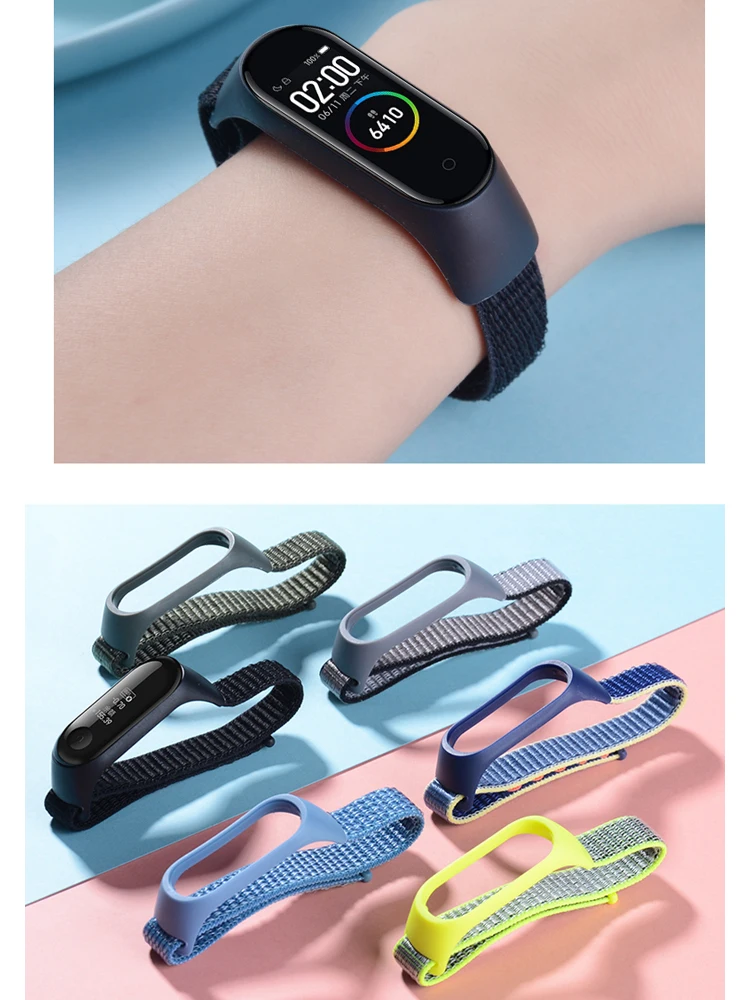 Nylon Loop Bracelet For Xiaomi Mi Band 7 Strap Sport Smart Watch Wristband Correa For Xiaomi Mi band 3 4 5 6 7 NFC Accessories