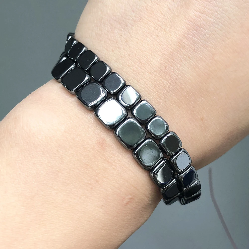 Natural Flat Square Black Hematite Stone Beads Loose Spacer Beads For Jewelry Making Diy Bracelet Accessories 15Inch 3/4/6/8mm