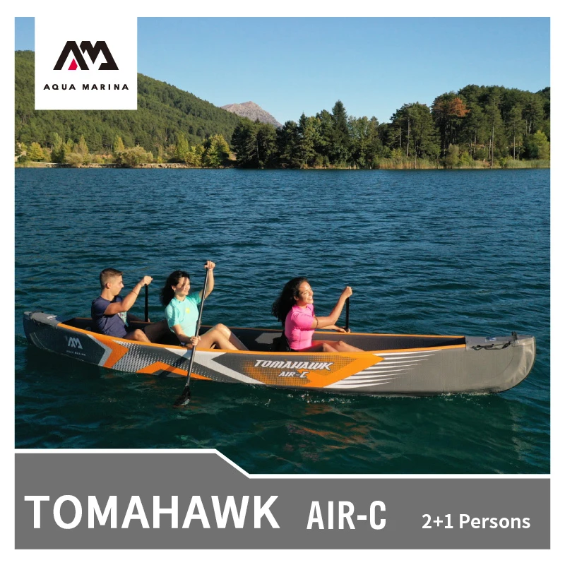 AQUA MARINA Sports Kayak TOMAHAWK-Air-C Inflatable canoe  2+1 Persons inflatable Boat Rowing Water Sports 478*88cm