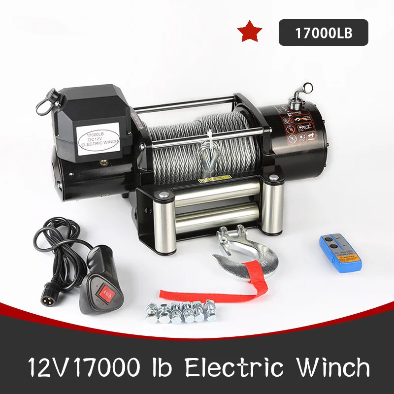 12V 17000LB electric winch portable electric winch wire rope electric winch