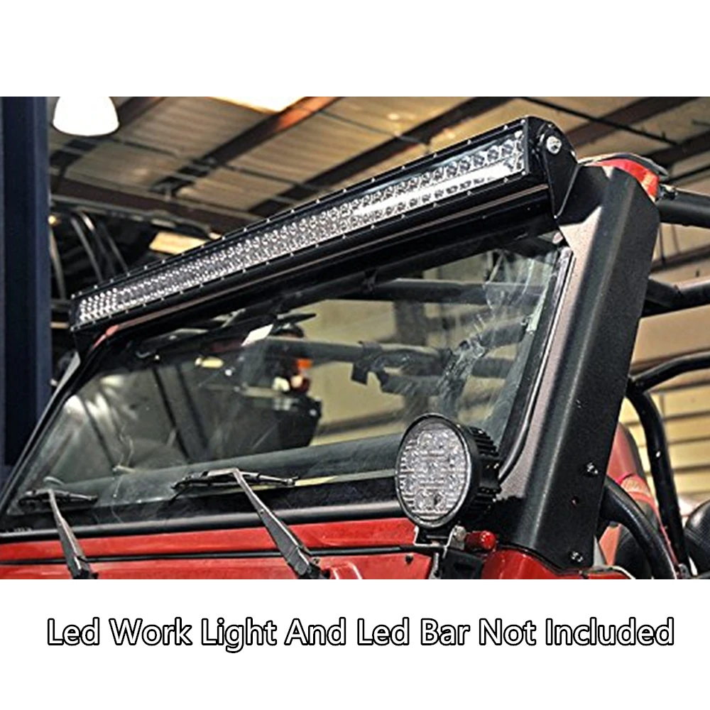 50Inch LED Work Light Bar Steel Metal Upper Windshield Roof Mounting Bracket For Jeep Wrangler TJ 1997-2006