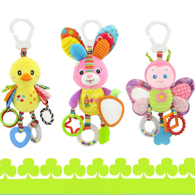 Newborn Infant Toddler Kids Baby Boys Girls Toy Cute Cartoon Animal Doll Stroller Pendant Crib Pram Hanging Musical Rattles Toy