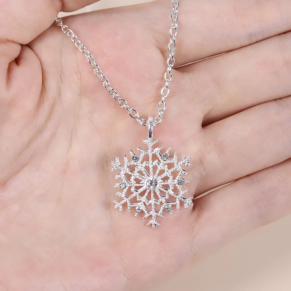 Fashion Charms lady Crystal Snowflake Zircon Flower Christmas Necklaces & Pendants Jewelry for Women Sweater necklace