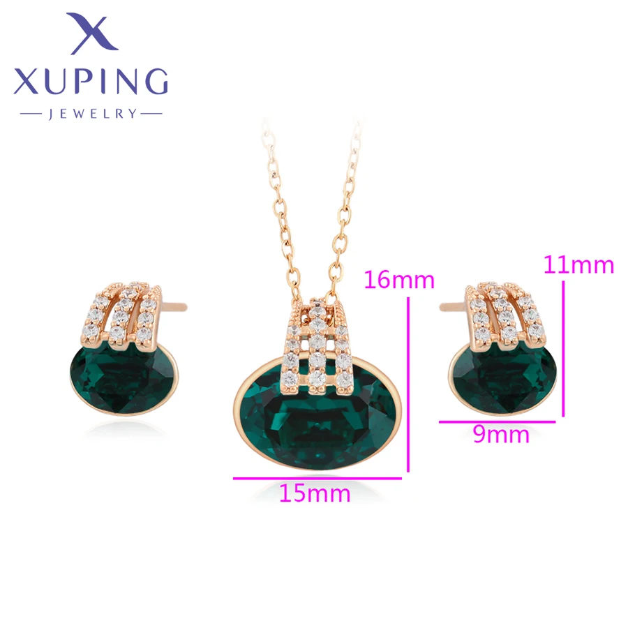 Xuping Jewelry Fashion Copper Alloy Elegant Earring Necklace Set Lovely Gold Color Charm Set for Women  Vocation Gift A00727623