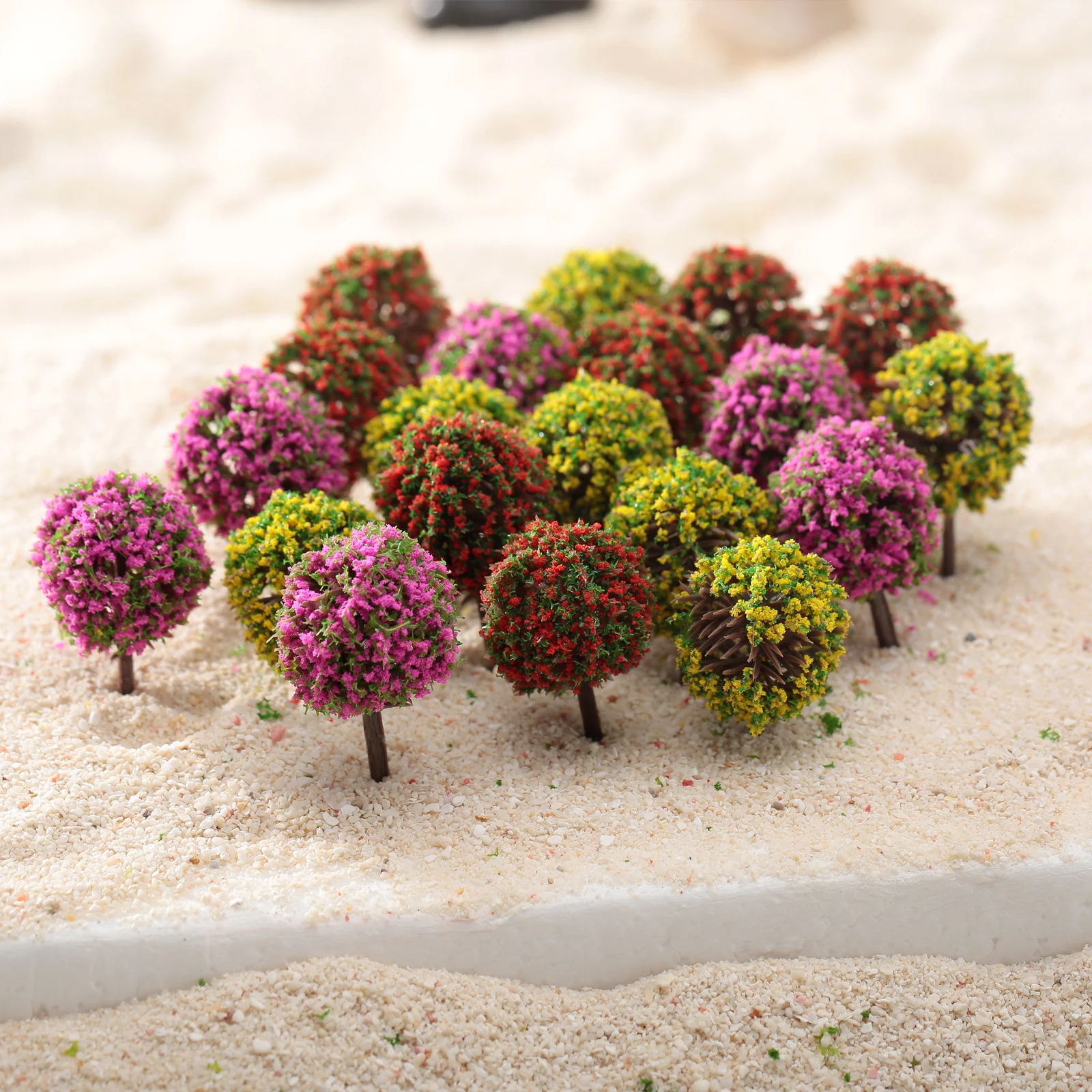 30pcs 3 Color Flower Model Ball Trees Train Garden Park Scenery 1:100 HO Layout Tree Scenery Landscape Toys Festive Party Decor