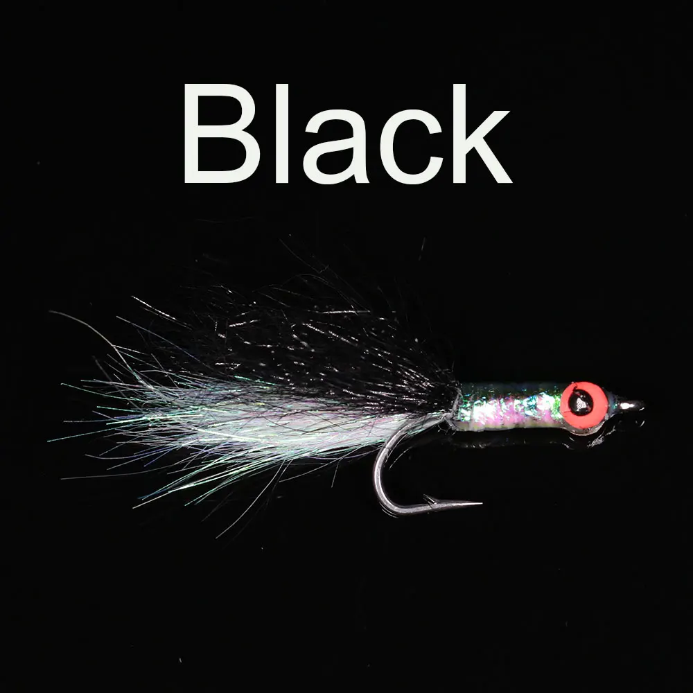 ICERIO 9PCS Ice Dub With 3D Fish Eyes Epoxy Minnow Streamer Fly For Tout/Bass/Pike FshingBaits Saltwater Freshwater Fishing Lure