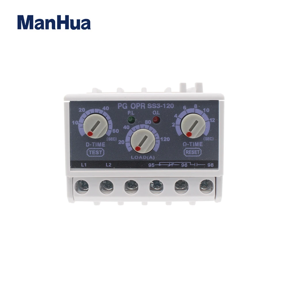 

ManHua 10-120A PG OPR SS3-120 160-450VAC Electronic Overload Relay Motor Protector Thermal Overload Relay