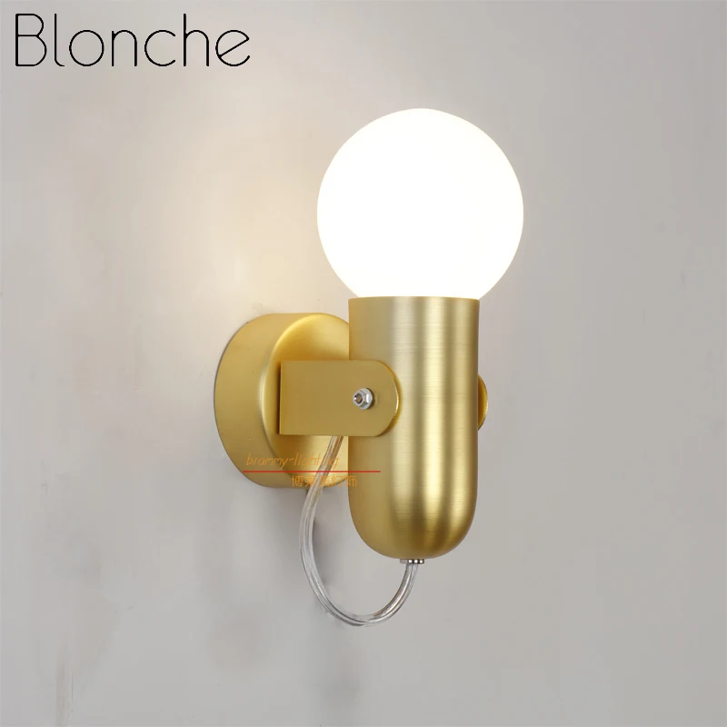 

Gold Iron Wall Lamp Modern Simple Wall Light Fixtures Indoor Living Room Bathroom Mirror Bedside Lamp Corridor Aisle Wall Sconce