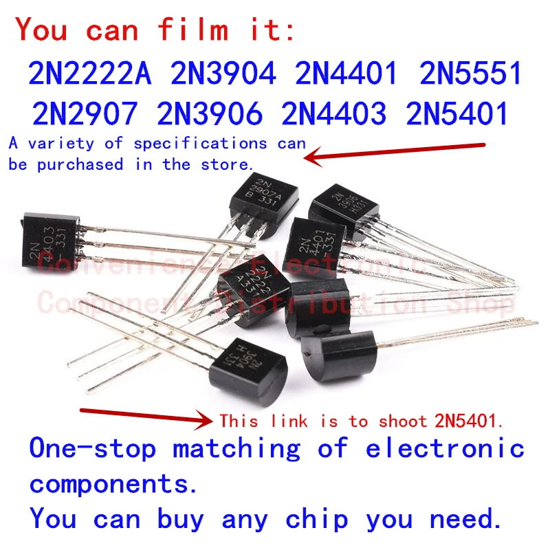 A pack of =50pcs 2N5401 5401 inline power transistor 92 packaged PNP triode