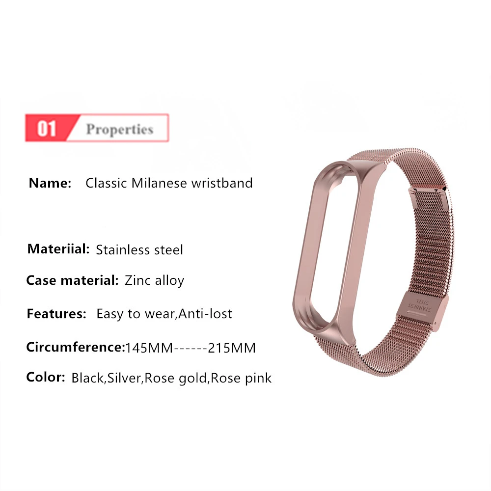 Bracelet en acier inoxydable sans vis pour Xiaomi Mi Band, bracelet en métal, bracelets de poignet, 3, 4, 5