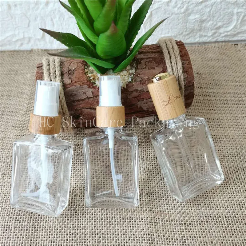 

30ml Transparent Glass Bamboo Perfume Bottles Empty Spray Atomizer Refillable Bottle Scent Case with Travel Portable