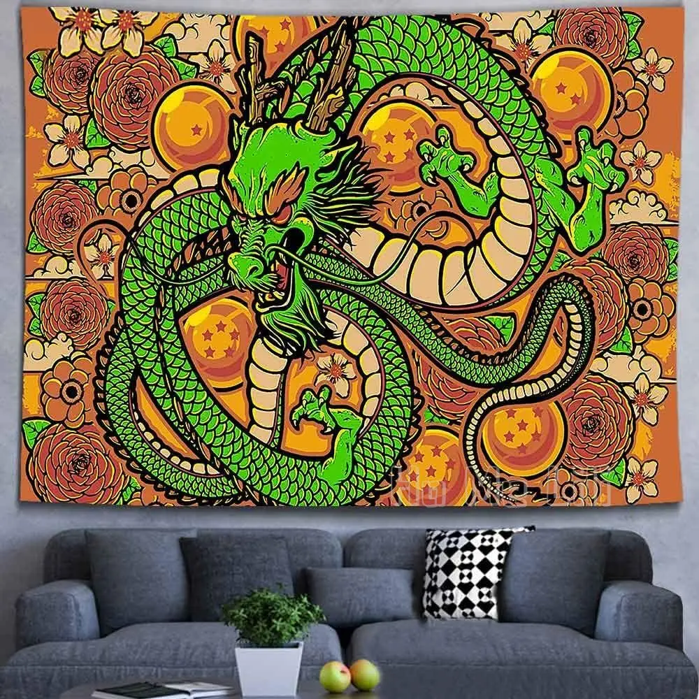 Japanese Dragon Ukiyo-e Trippy Fantasy Monsters Magical World Wall Anime Movie  Tapestry for Living Room Bedroom Decoration