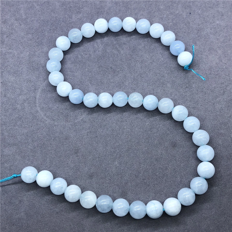 AAA Aquamarine Beads 4-12mm Round Natural Loose Stone Bead Bracelet Diy Necklace