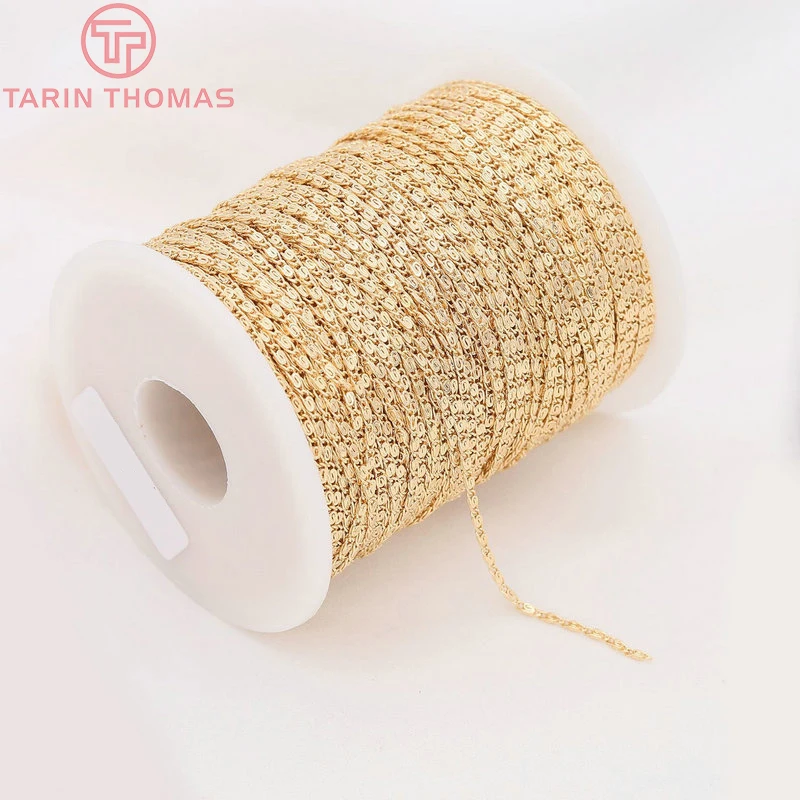 (5092)1Meter Chain Width 2MM 24K Gold Color Brass Chains for Necklace BraceletHigh Quality Diy Jewelry Findings Accessories