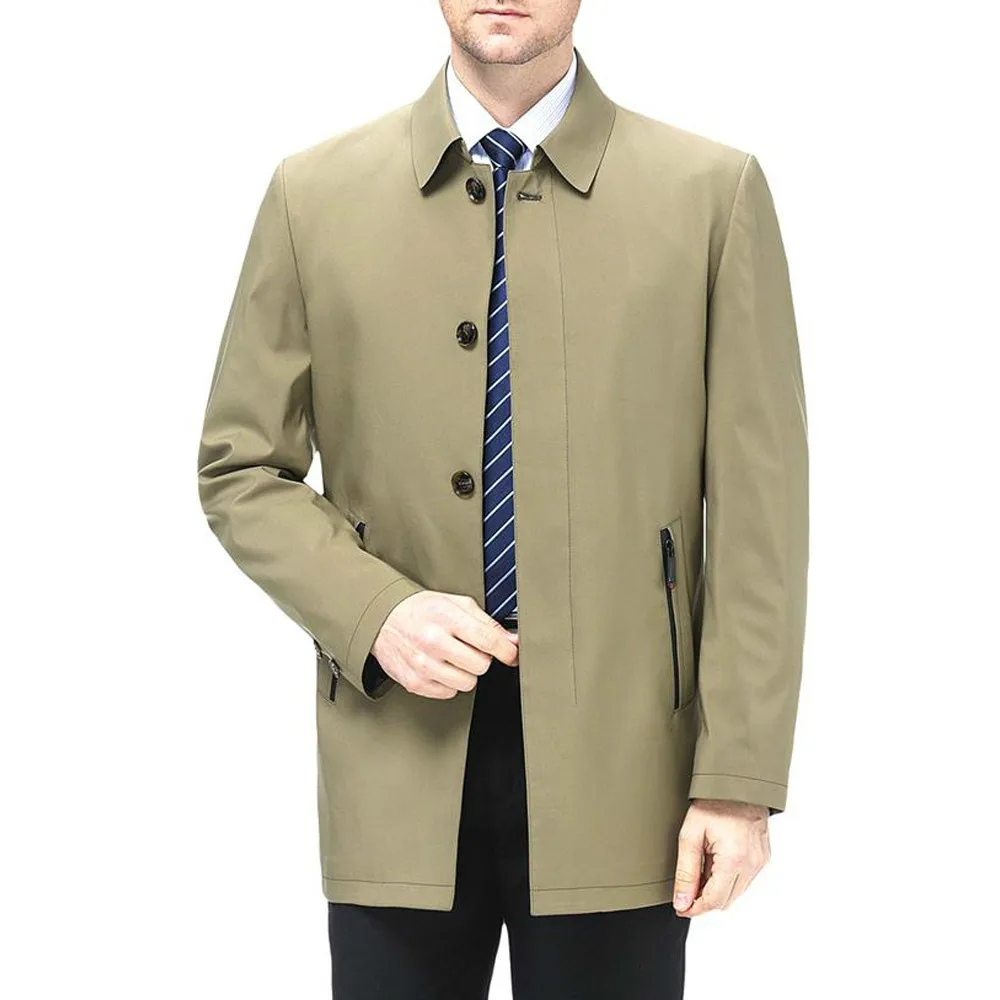 

2020 Spring New Jacket Business Casual Turn-down Collar Single Breasted Solid Color Thin Cotton Men Coats