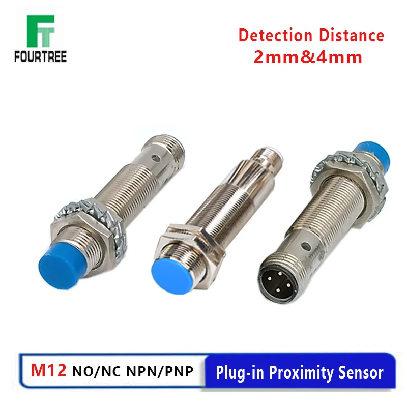 Plug-in Proximity Sensor M12 Metal Inductive Approach Switch With Air Plug Detect Distance 2mm 4mm PNP/NPN NO NC 4 Cores