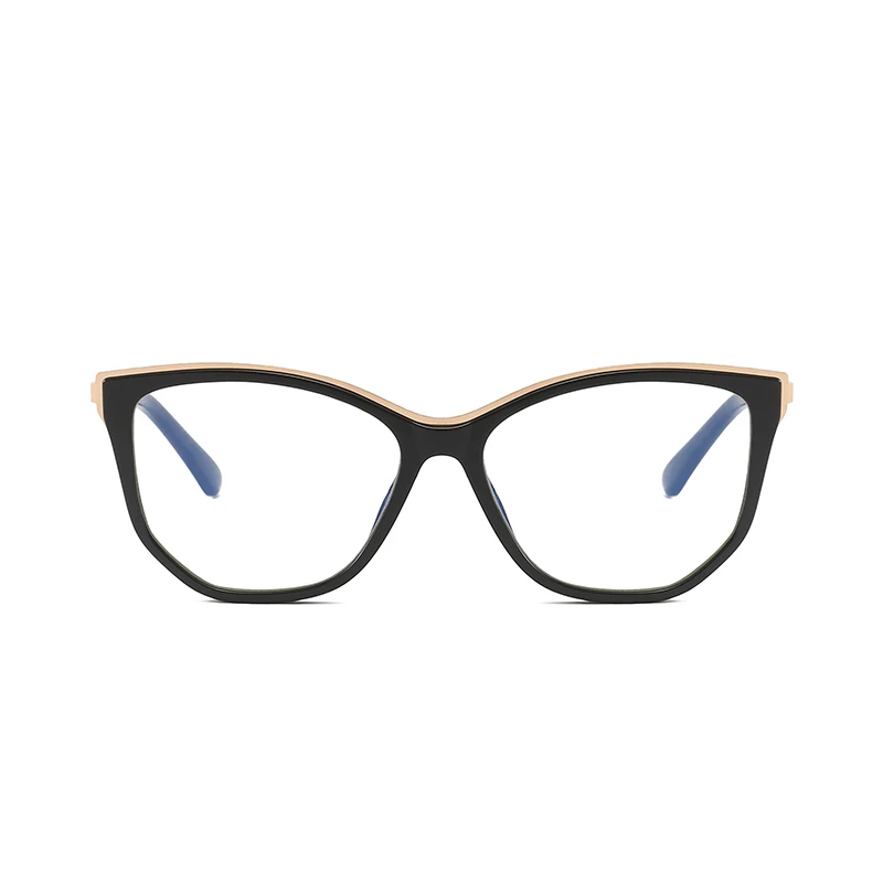 Fashion Women Eyeglasses Frame Cat Eye Full Rim Plastic Front Rim Alloy Temple Arms Anti-Scratch Coating Female Spectacles Frame