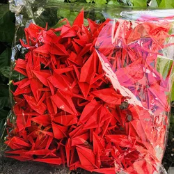 150Pcs Premade Red Origami Paper Cranes Folded Origami Birds DIY Hanging Paper Garlands for Wedding Party Decorations