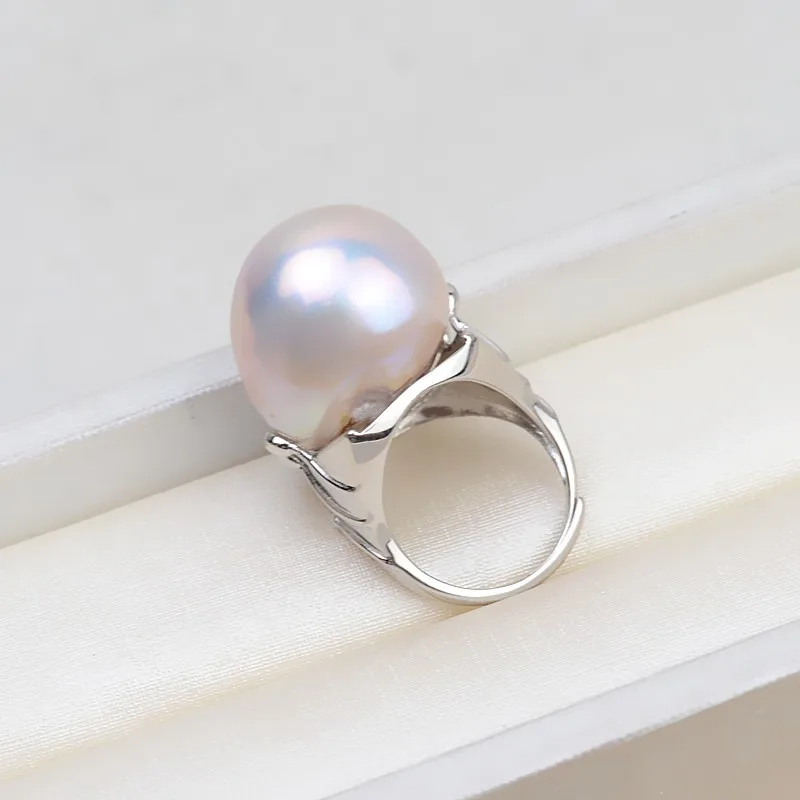 2Pcs/Lot Leaf Design Baroque Pearl Rings Settings Jewelry Making Fittings