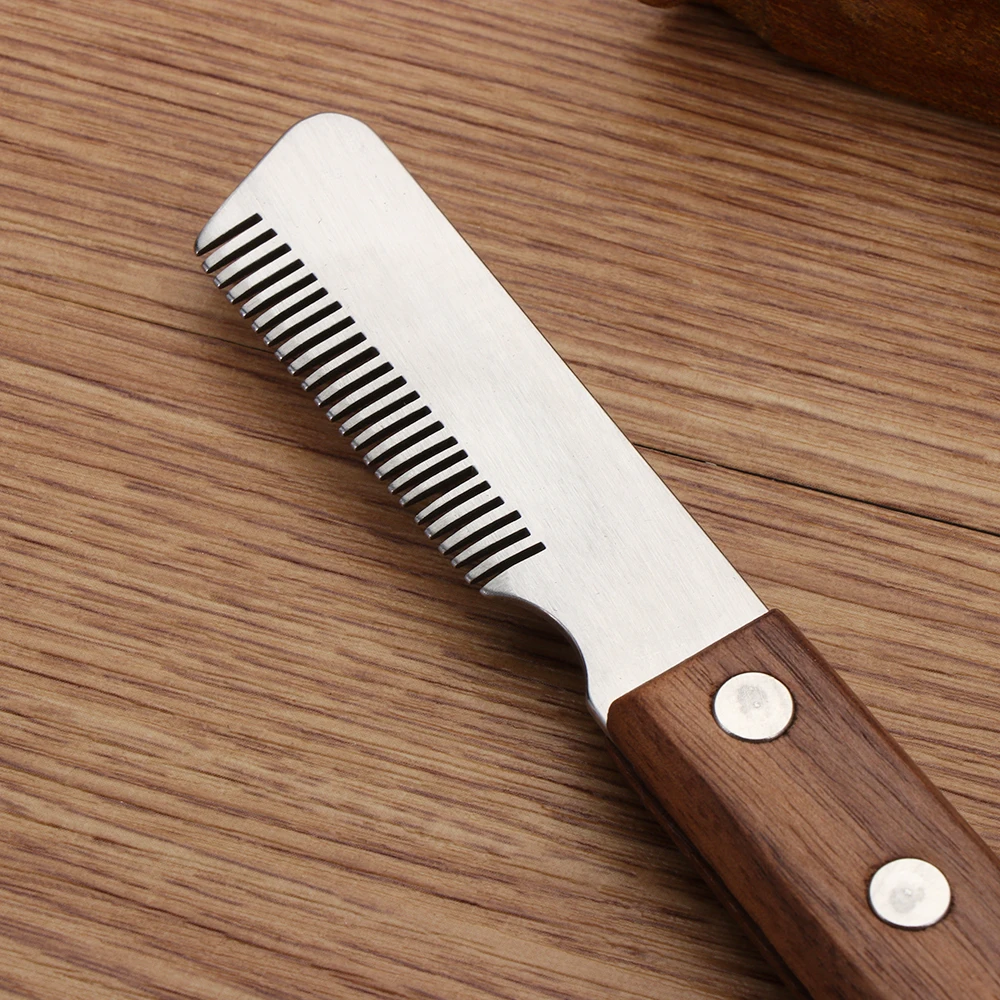 Professional Dog Hair Comb Cat Brush Wooden Handle Stainless Steel Stripping Knife Pet Hair Remover Pluck Excess Undercoat Clean