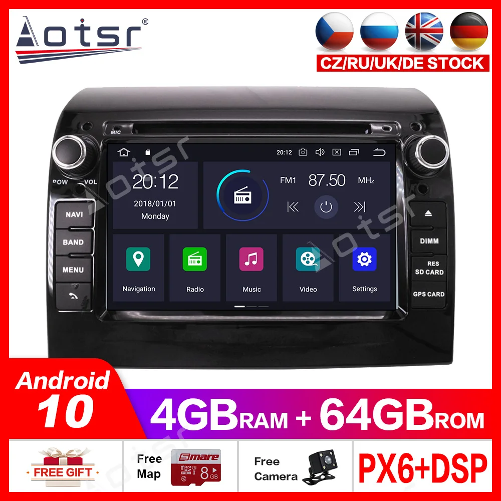 Android10.0 4G+64GBCar Multimedia Radio DVD Player GPS Navigation For FIAT DUCATO for CITROEN Jumper for PEUGEOT Boxer 2011-2015