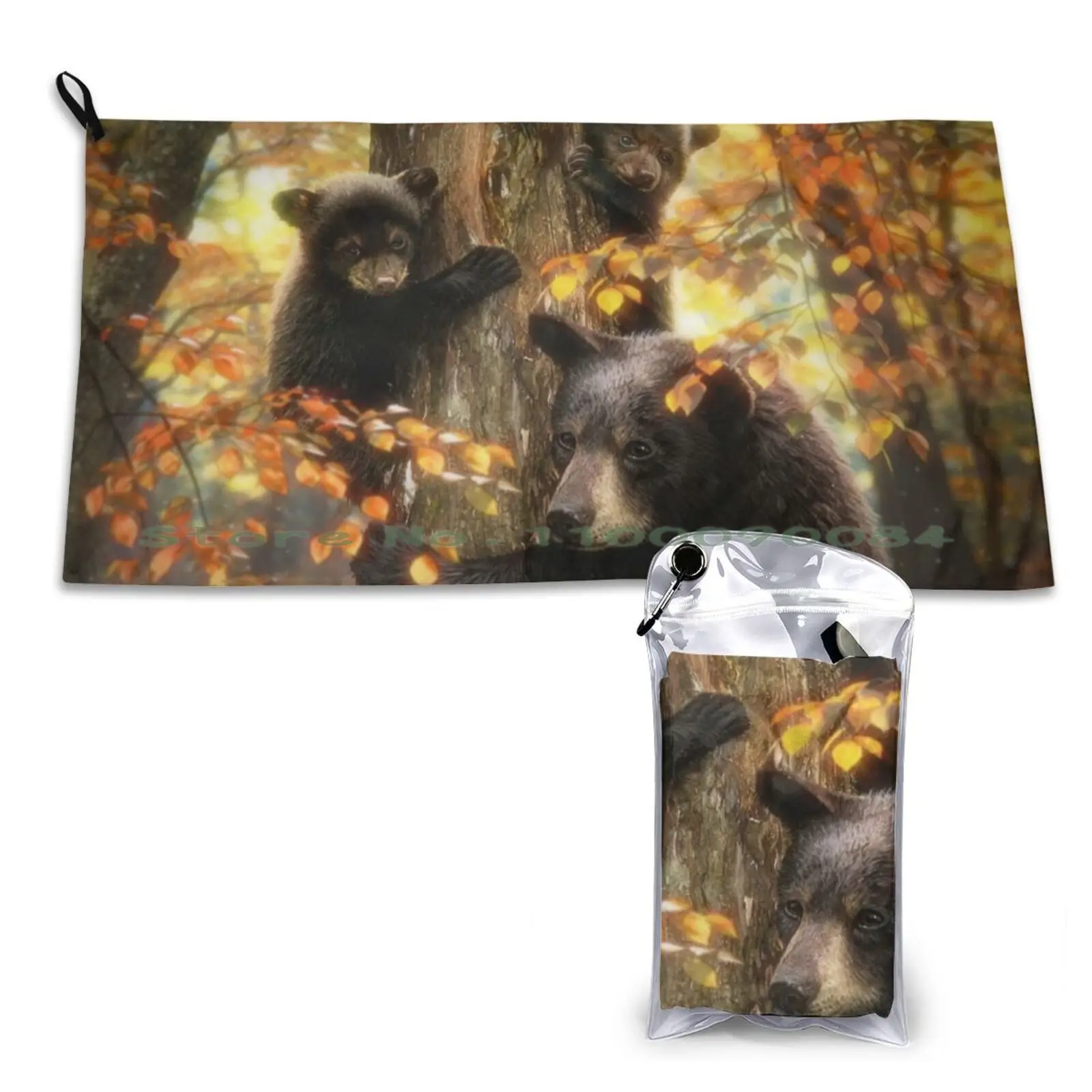 Black Bears Quick Dry Towel Gym Sports Bath Portable Black Bears Grizzly Autumn Usa Cute Bears Davidpenfound David Penfound