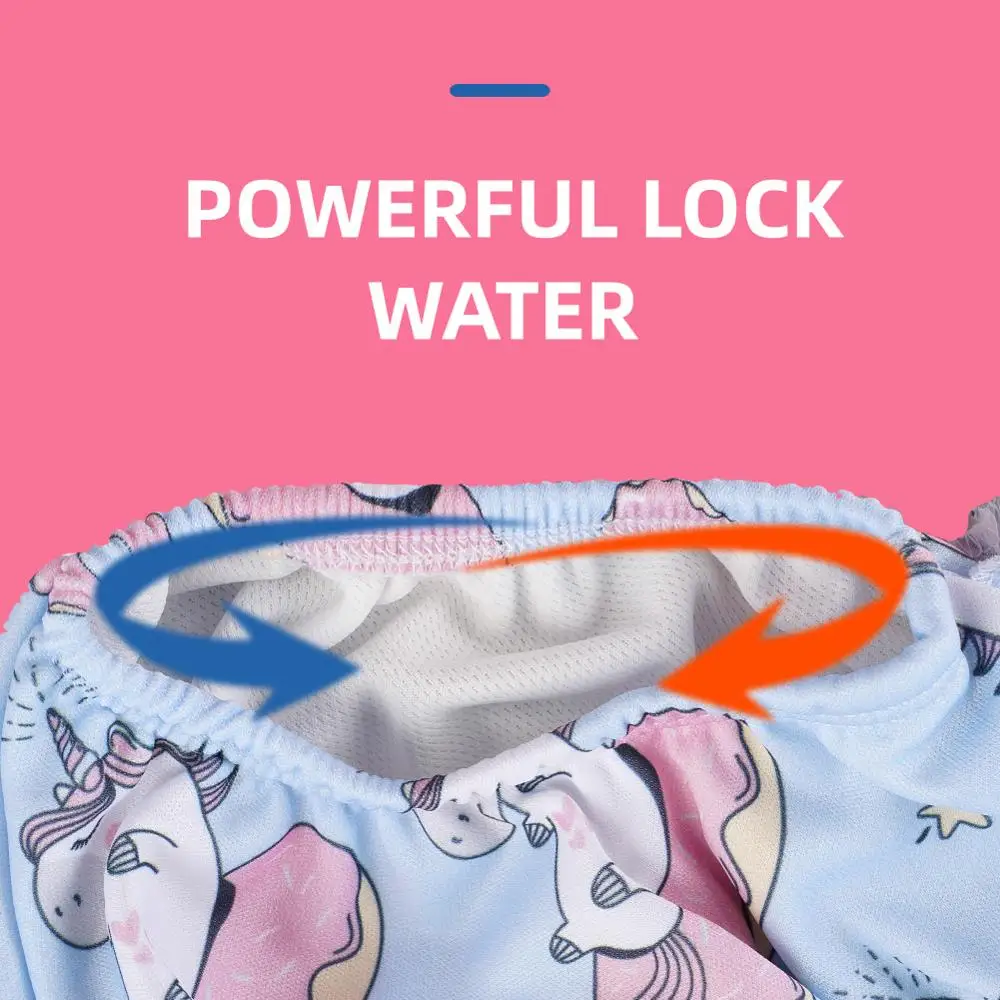 HappyFlute 3 Sizes Infant Children Leakproof Nappy Newborn Baby High Quality Swimming Girls Lace Cartoon Printed Cloth Diaper