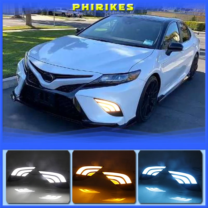 

1 Set LED Daytime Running Light Flowing Turn Yellow Signal Waterproof Car LED DRL For Toyota Camry 2018 2019 XSE SE